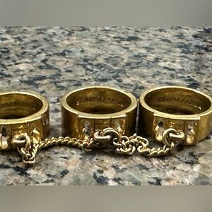 BCBGMaxAzria Gold Chain-Linked Ring Trio